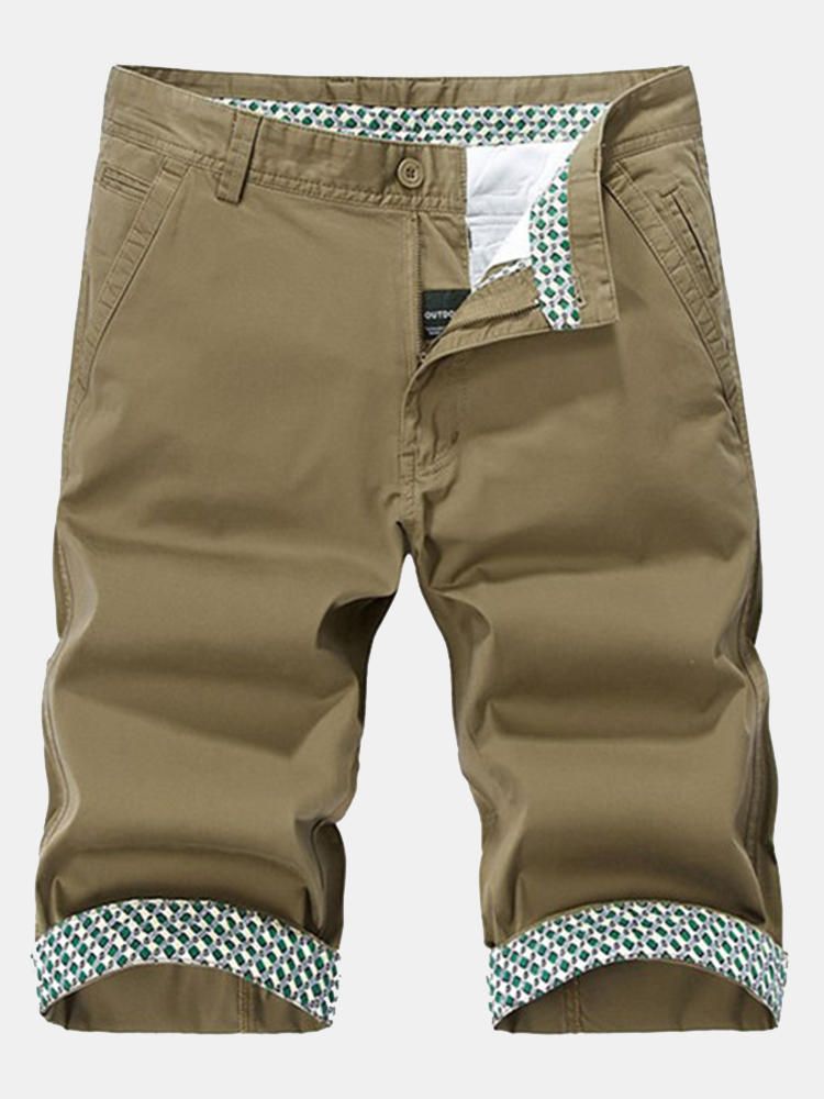 Pantalones Cortos Casuales De Moda De Color Sólido De Algodón De Talla Grande Para Hombre Bermudas De Verano