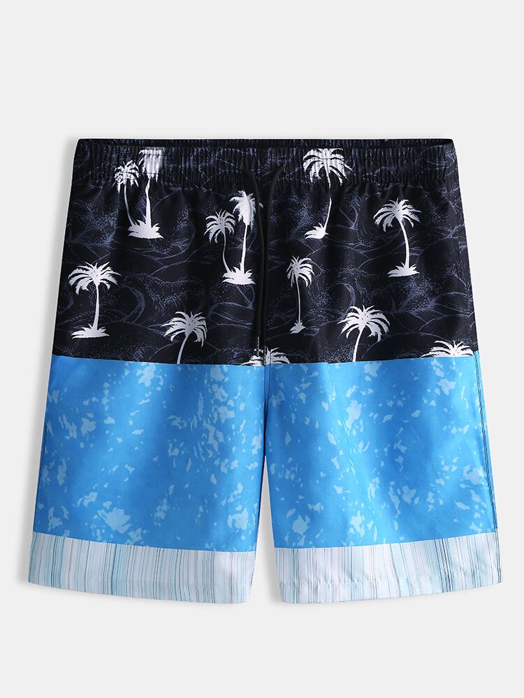 Pantalones Cortos Casuales De Retazos De Cintura Elástica De Playa De Verano Para Hombre