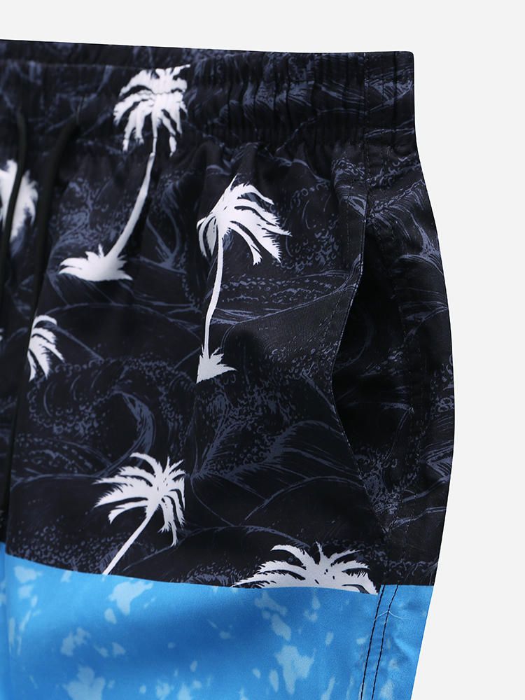 Pantalones Cortos Casuales De Retazos De Cintura Elástica De Playa De Verano Para Hombre