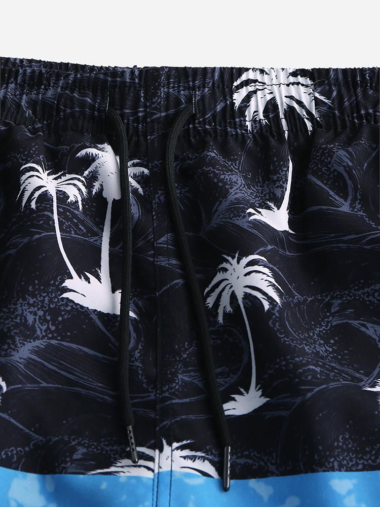 Pantalones Cortos Casuales De Retazos De Cintura Elástica De Playa De Verano Para Hombre