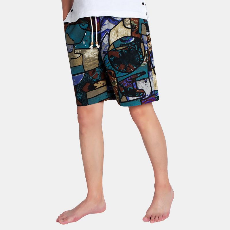 Pantalones Cortos Casuales Sueltos Con Estampado De Verano Para Hombre