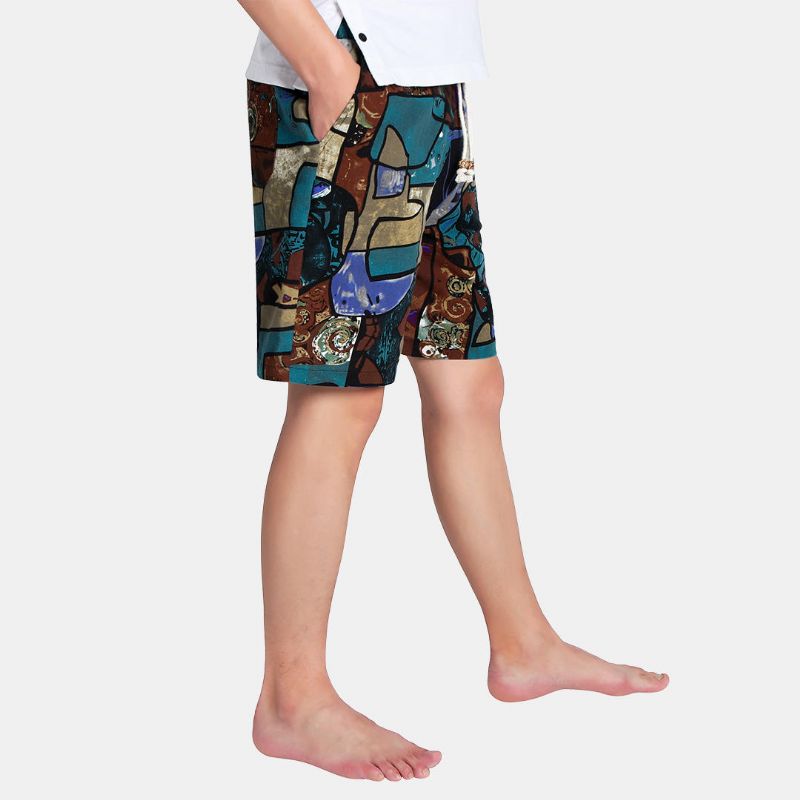 Pantalones Cortos Casuales Sueltos Con Estampado De Verano Para Hombre