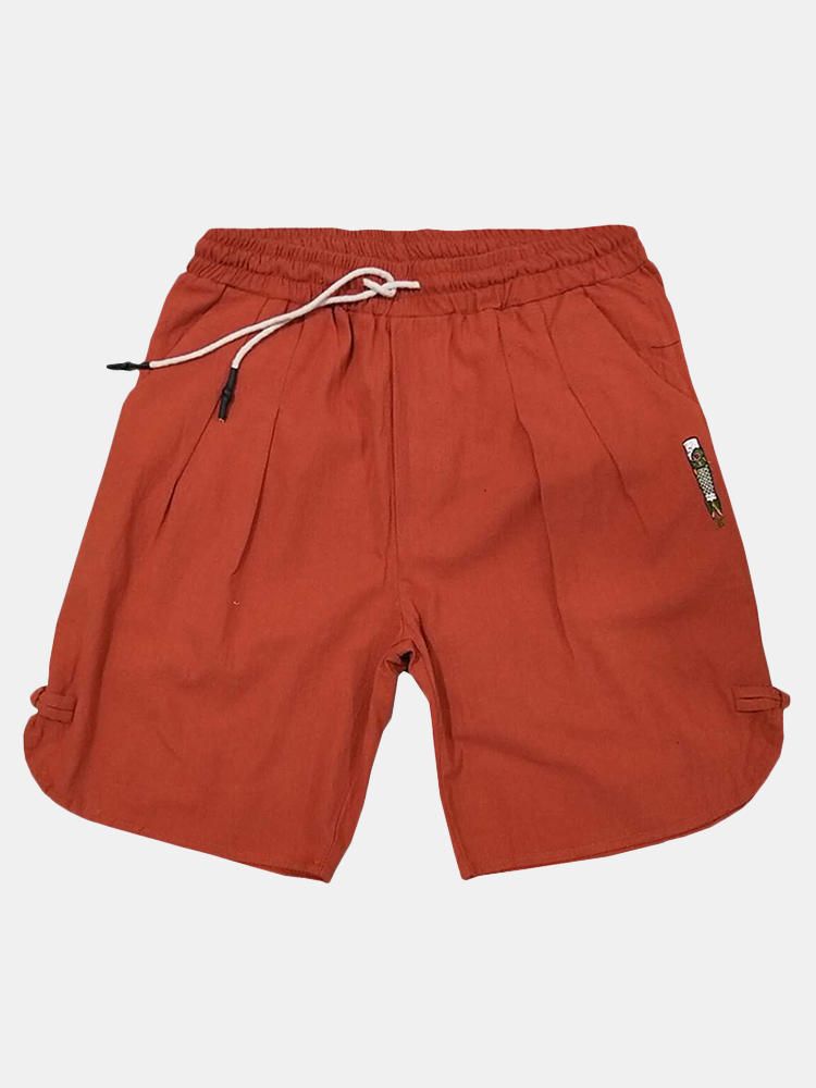 Pantalones Cortos Casuales Transpirables De Color Sólido Con Cordón De Verano Para Hombre