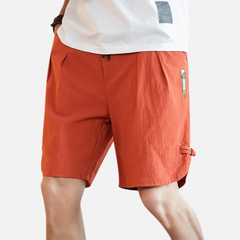 Pantalones Cortos Casuales Transpirables De Color Sólido Con Cordón De Verano Para Hombre