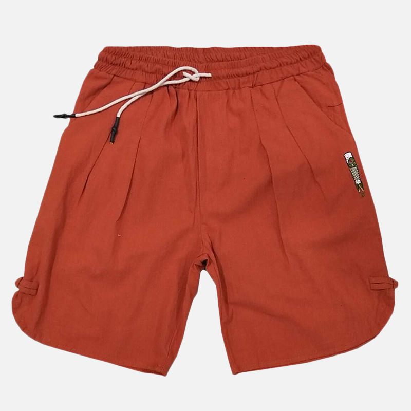 Pantalones Cortos Casuales Transpirables De Color Sólido Con Cordón De Verano Para Hombre