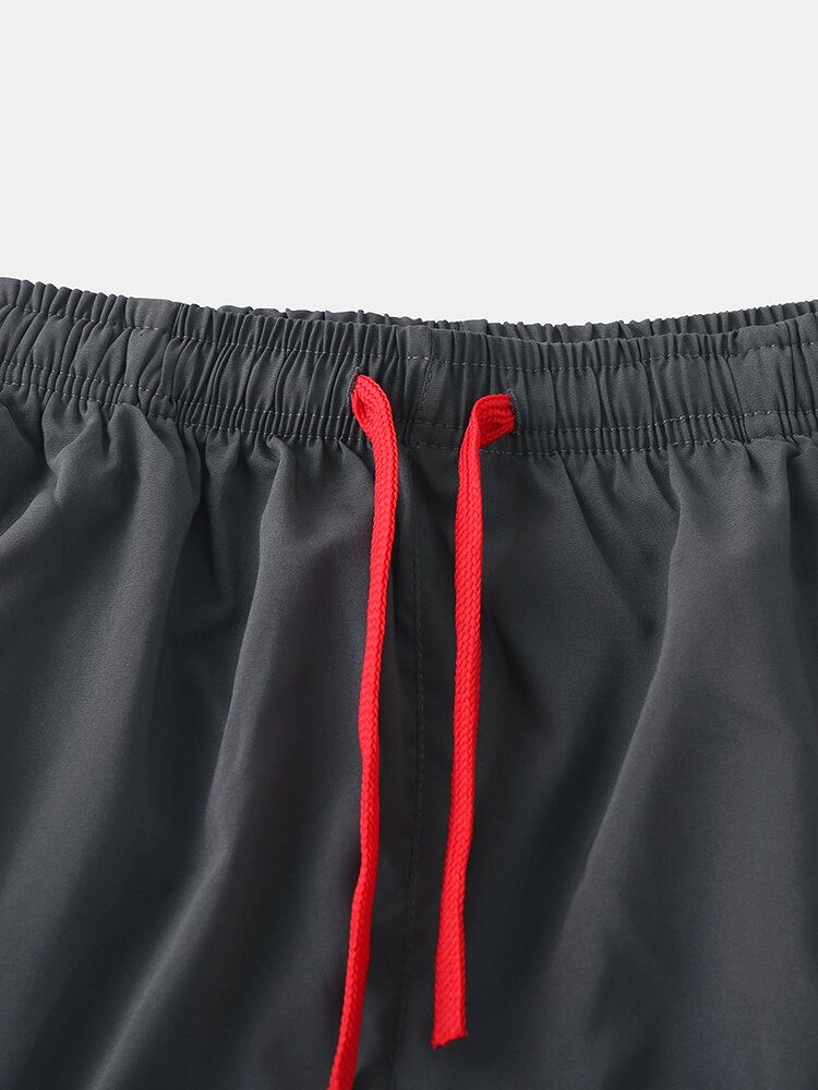 Pantalones Cortos Casuales Transpirables Con Estampado De Letras Con Cordón De Poliéster Deportivo Para Hombre