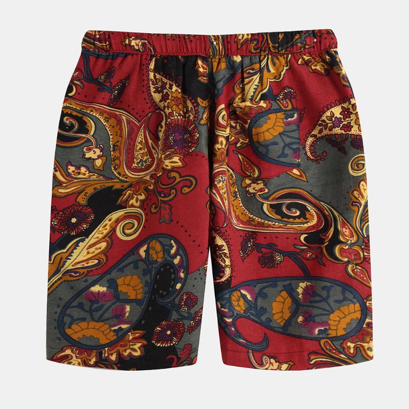 Pantalones Cortos Casuales De Verano Con Estampado De Patrón De Estilo Étnico Para Hombre