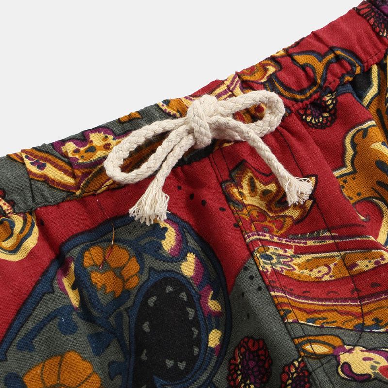 Pantalones Cortos Casuales De Verano Con Estampado De Patrón De Estilo Étnico Para Hombre