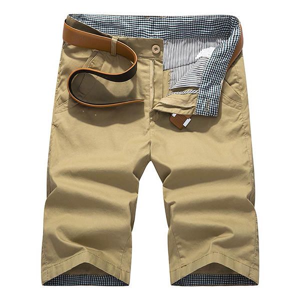 Pantalones Cortos Casuales De Verano Para Hombre Pantalones Cortos De Carga De Algodón De Ocio Con Múltiples Bolsillos De Color Sólido