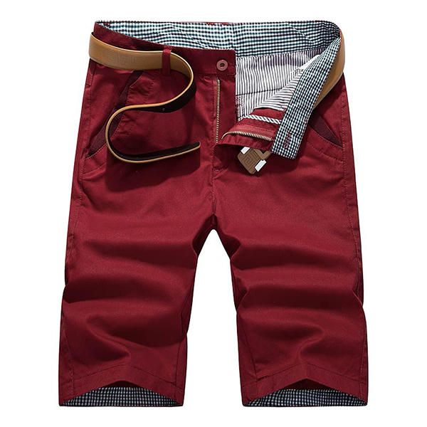 Pantalones Cortos Casuales De Verano Para Hombre Pantalones Cortos De Carga De Algodón De Ocio Con Múltiples Bolsillos De Color Sólido