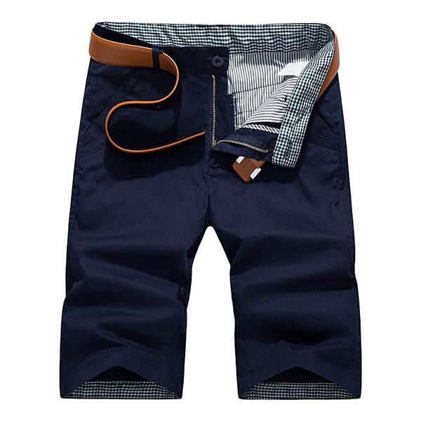 Pantalones Cortos Casuales De Verano Para Hombre Pantalones Cortos De Carga De Algodón De Ocio Con Múltiples Bolsillos De Color Sólido