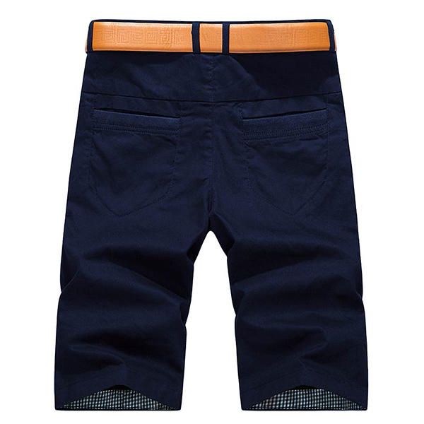 Pantalones Cortos Casuales De Verano Para Hombre Pantalones Cortos De Carga De Algodón De Ocio Con Múltiples Bolsillos De Color Sólido