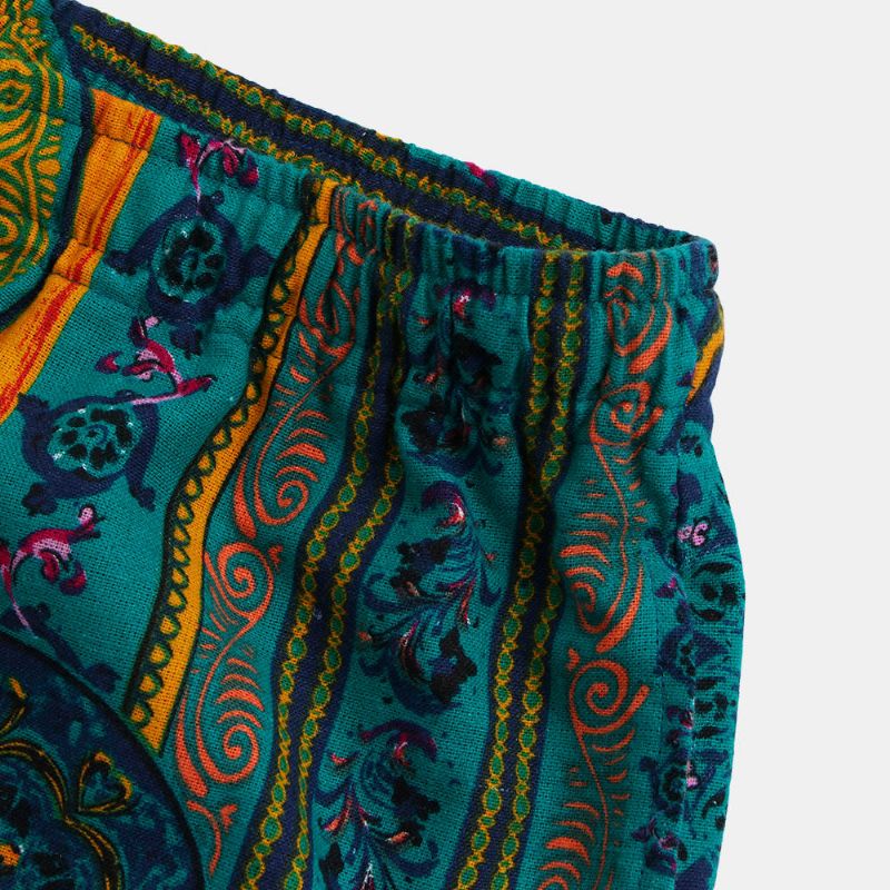 Pantalones Cortos Casuales De Verano Transpirables Con Estampado Étnico Para Hombres