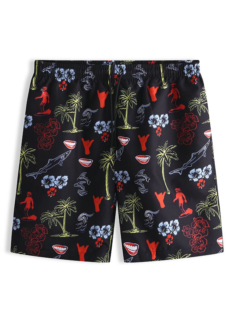 Pantalones Cortos De Cinco Puntos De Playa Casual De Secado Rápido Para Hombre Pantalones Cortos Con Estampado De Árbol De Coco