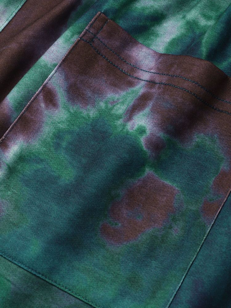 Pantalones Cortos De Cintura Elástica Con Estampado De Mariposas Tie Dye Para Hombre