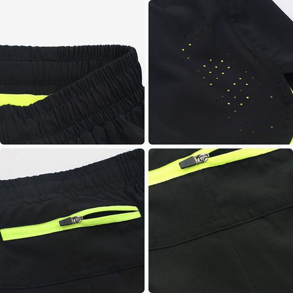 Pantalones Cortos Con Cordones De Verano Para Hombre De Secado Rápido Transpirables Para Correr Deportivos Divididos