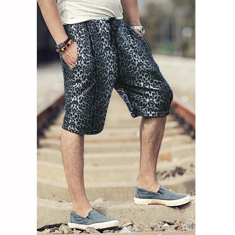 Pantalones Cortos Con Estampado De Leopardo Para Hombre De Moda Pantalones Sueltos Suaves De Playa Ocasionales Pantalones