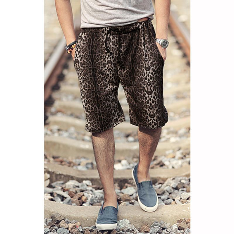 Pantalones Cortos Con Estampado De Leopardo Para Hombre De Moda Pantalones Sueltos Suaves De Playa Ocasionales Pantalones