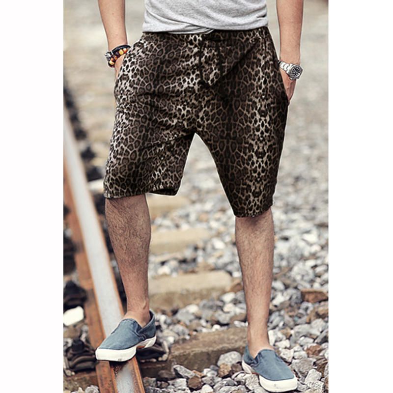 Pantalones Cortos Con Estampado De Leopardo Para Hombre De Moda Pantalones Sueltos Suaves De Playa Ocasionales Pantalones