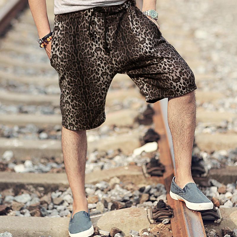 Pantalones Cortos Con Estampado De Leopardo Para Hombre De Moda Pantalones Sueltos Suaves De Playa Ocasionales Pantalones