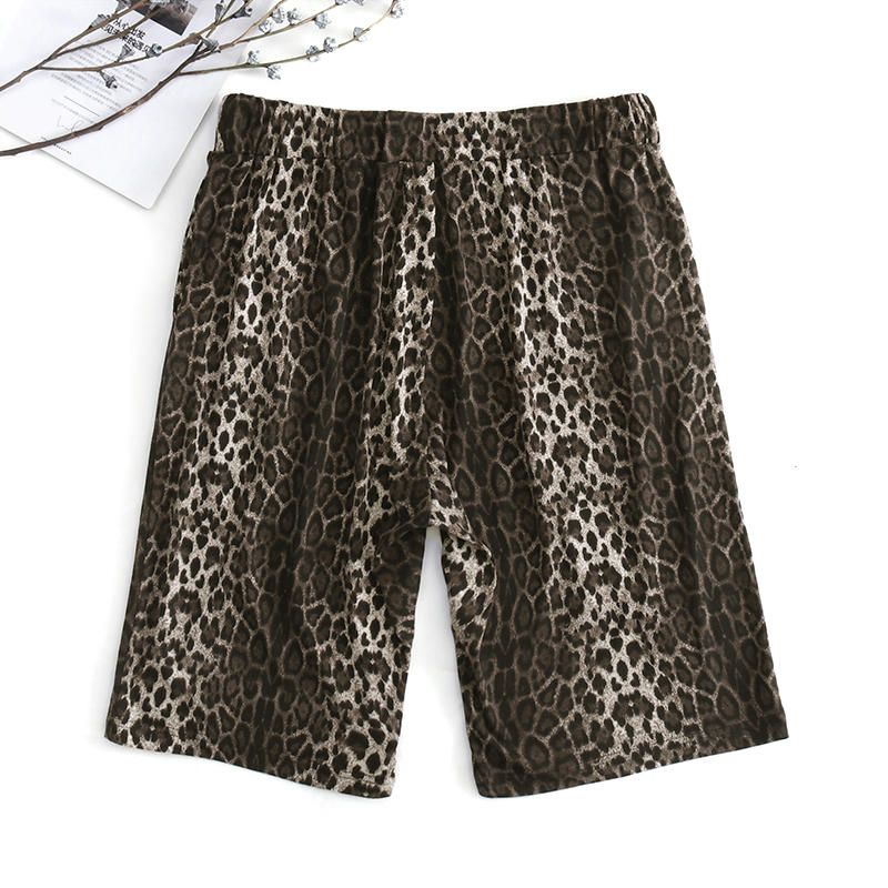 Pantalones Cortos Con Estampado De Leopardo Para Hombre De Moda Pantalones Sueltos Suaves De Playa Ocasionales Pantalones