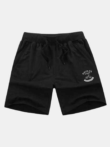 Pantalones Cortos Deportivos De Algodón Para Hombre Cintura Elástica Bolsillos Con Cremallera Pantalones Cortos Con Cordón