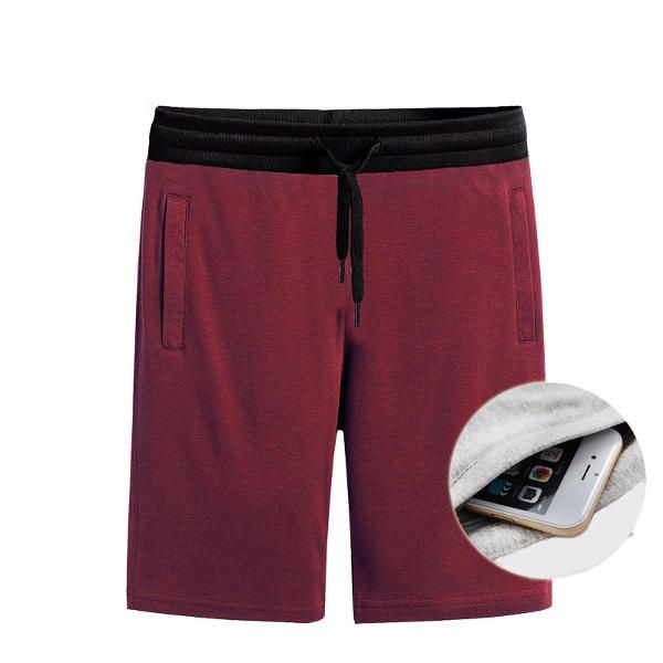 Pantalones Cortos Deportivos De Algodón Sueltos Con Bolsillo Con Cremallera Y Cintura Elástica Informal Para Hombre