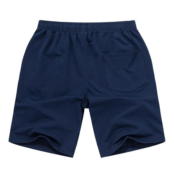 Pantalones Cortos Deportivos Casuales Para Hombre De Verano Pantalones Cortos De Algodón De Color Sólido Hasta La Rodilla Sueltos