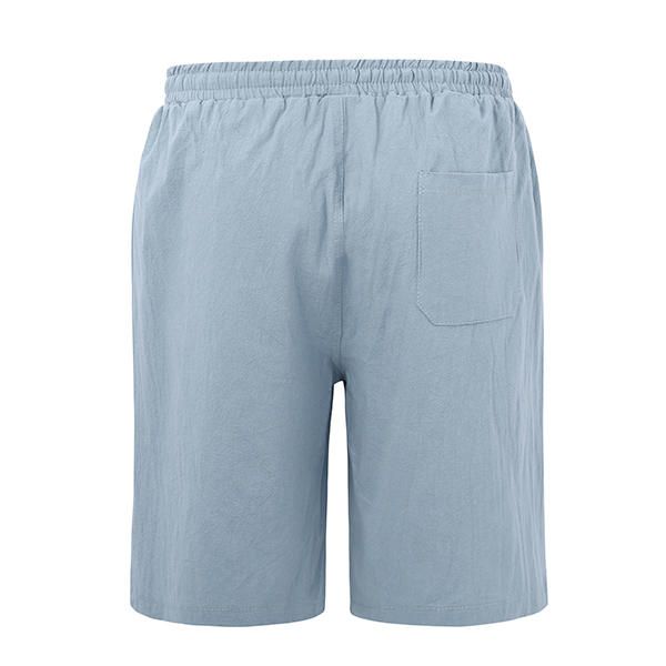 Pantalones Cortos Deportivos Casuales De Verano De Lino Para Hombre Pantalones Cortos De Playa Hasta La Rodilla De Pierna Recta