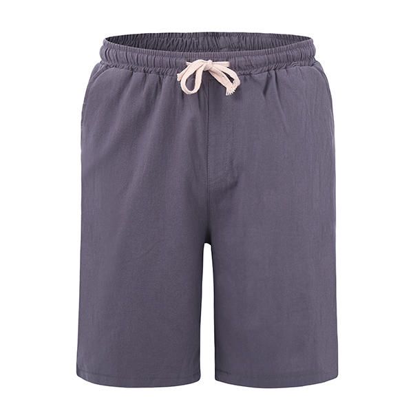 Pantalones Cortos Deportivos Casuales De Verano De Lino Para Hombre Pantalones Cortos De Playa Hasta La Rodilla De Pierna Recta