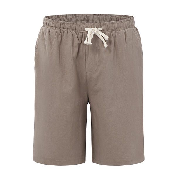 Pantalones Cortos Deportivos Casuales De Verano De Lino Para Hombre Pantalones Cortos De Playa Hasta La Rodilla De Pierna Recta