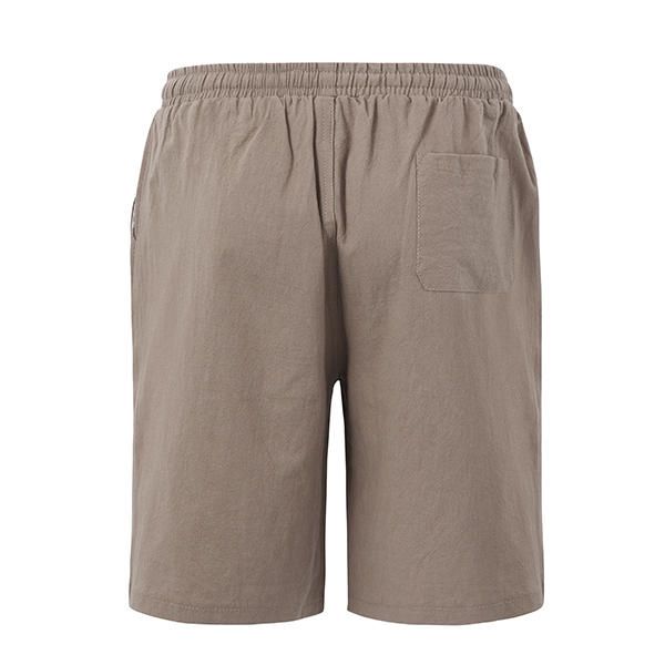 Pantalones Cortos Deportivos Casuales De Verano De Lino Para Hombre Pantalones Cortos De Playa Hasta La Rodilla De Pierna Recta