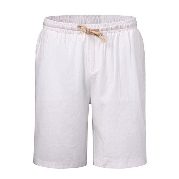 Pantalones Cortos Deportivos Casuales De Verano De Lino Para Hombre Pantalones Cortos De Playa Hasta La Rodilla De Pierna Recta