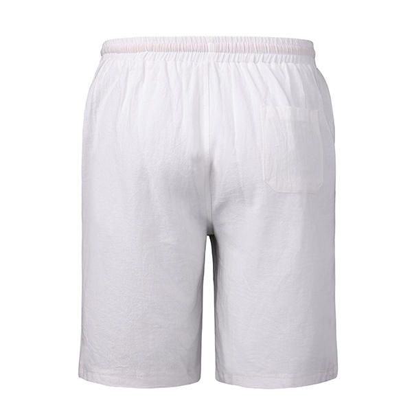 Pantalones Cortos Deportivos Casuales De Verano De Lino Para Hombre Pantalones Cortos De Playa Hasta La Rodilla De Pierna Recta