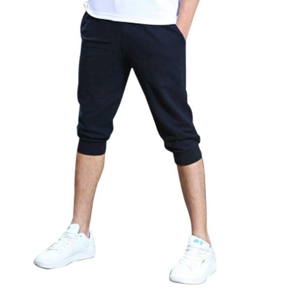 Pantalones Cortos Deportivos Casuales De Verano Para Hombres Pantalones Delgados De Algodón De Color Puro