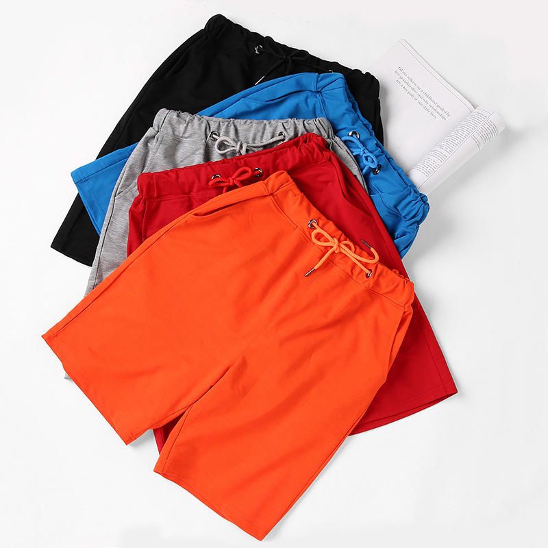 Pantalones Cortos Deportivos De Cintura Elástica De Color Sólido Para Hombres De Verano Pantalones Cortos De Playa Transpirables Informales