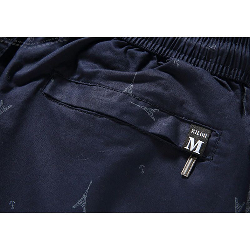 Pantalones Cortos Deportivos Con Cordón De Cintura Elástica Estampada Informal Para Hombre