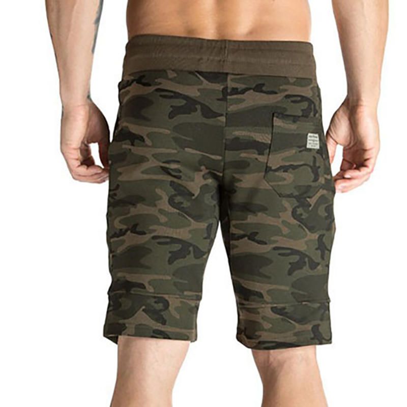 Pantalones Cortos Deportivos De Entrenamiento Para Correr Con Cordón Estampado De Camuflaje Transpirable De Verano Para Hombre