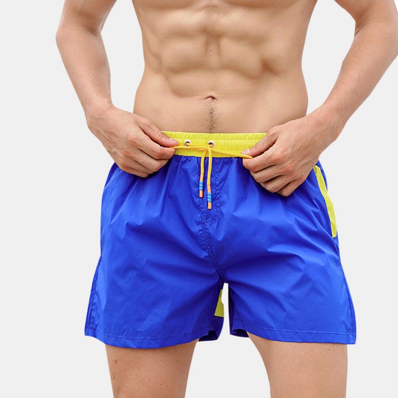 Pantalones Cortos De Diseño De Bloques De Color Para Hombre Pantalones Cortos De Playa Deportivos Con Cremallera Lateral Forro De Malla Jogger Con Bolsillos