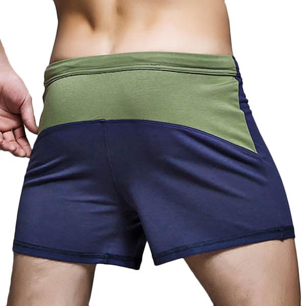 Pantalones Cortos De Fitness De Empalme De Bloqueo De Color De Algodón Para Hombre