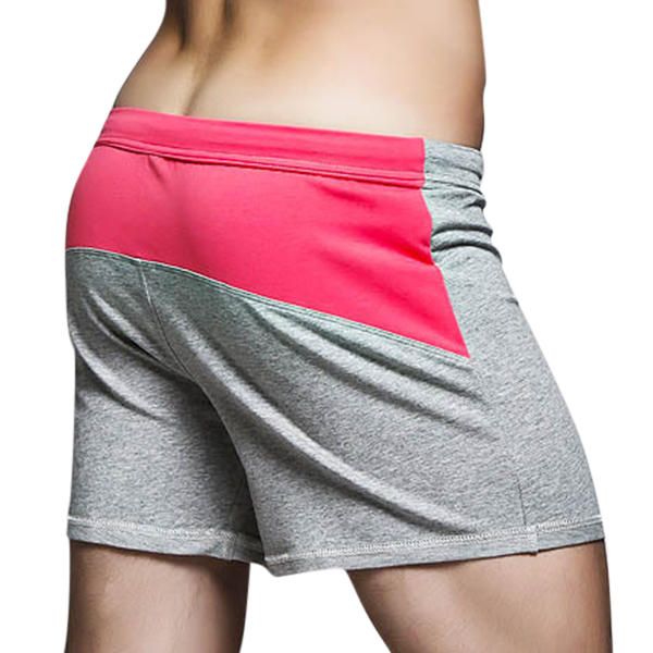 Pantalones Cortos De Fitness De Empalme De Bloqueo De Color De Algodón Para Hombre