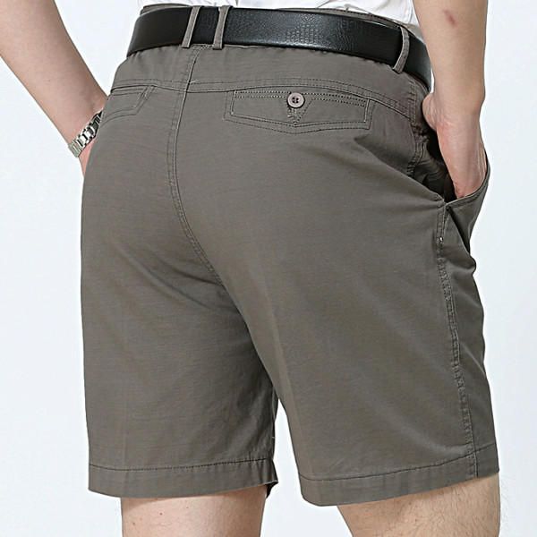 Pantalones Cortos De Golf Casuales De Negocios Para Hombres De Mediana Edad Pantalones Cortos De Verano De Algodón Hasta La Rodilla Pantalones Cortos