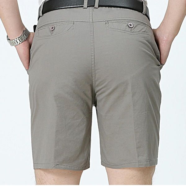 Pantalones Cortos De Golf Casuales De Negocios Para Hombres De Mediana Edad Pantalones Cortos De Verano De Algodón Hasta La Rodilla Pantalones Cortos