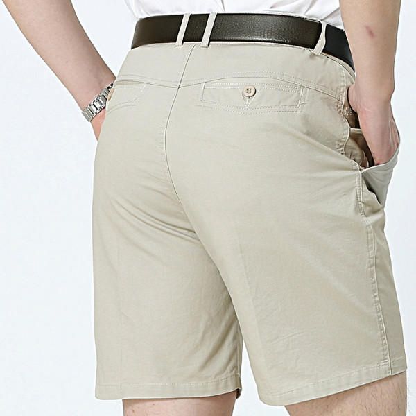 Pantalones Cortos De Golf Casuales De Negocios Para Hombres De Mediana Edad Pantalones Cortos De Verano De Algodón Hasta La Rodilla Pantalones Cortos