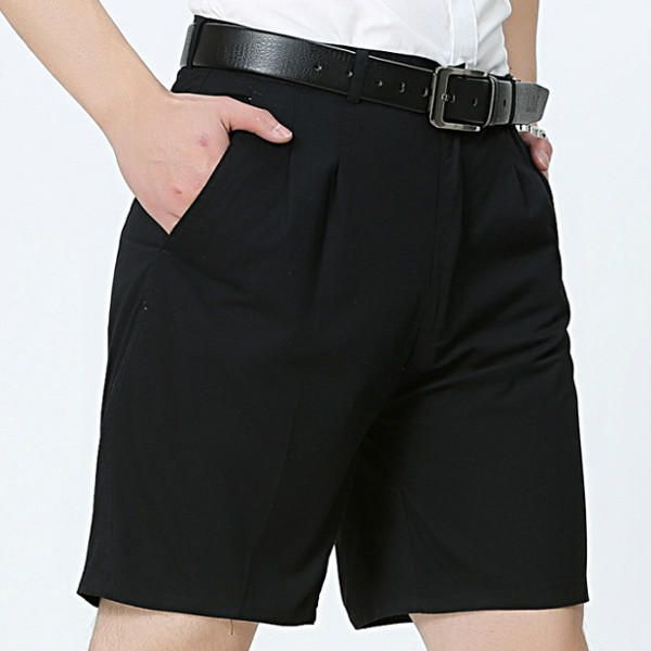 Pantalones Cortos De Golf Casuales De Negocios Para Hombres De Mediana Edad Pantalones Cortos De Verano De Algodón Hasta La Rodilla Pantalones Cortos