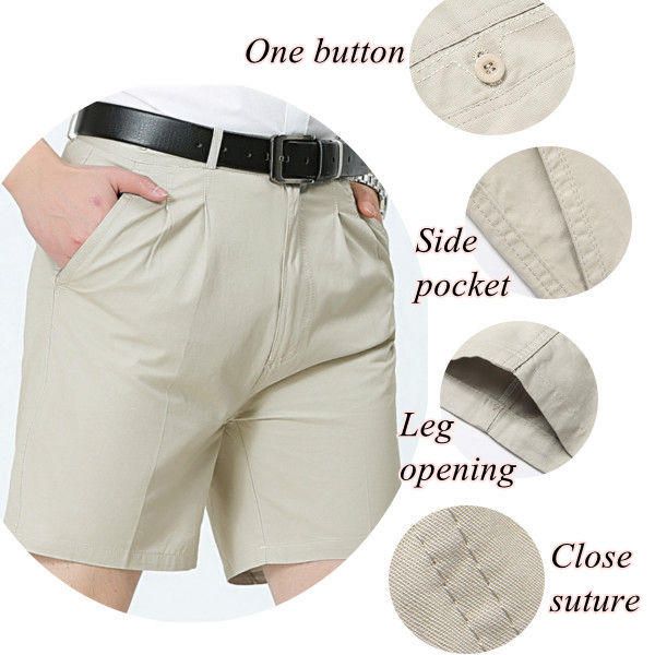 Pantalones Cortos De Golf Casuales De Negocios Para Hombres De Mediana Edad Pantalones Cortos De Verano De Algodón Hasta La Rodilla Pantalones Cortos