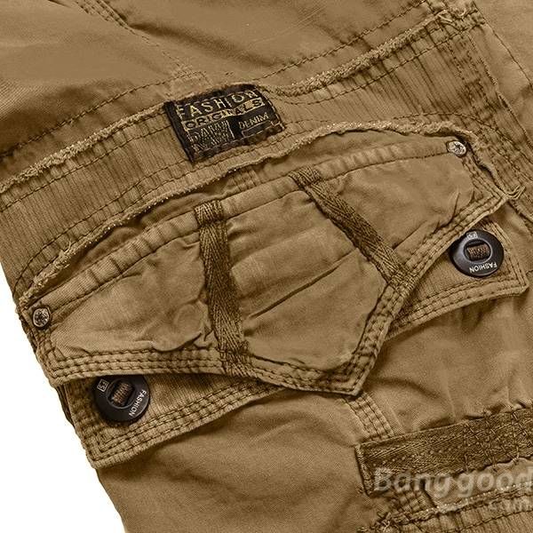 Pantalones Cortos De Gran Tamaño De Algodón Con Múltiples Bolsillos Para Hombre Pantalones Cargo Casuales