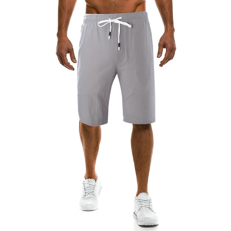 Pantalones Cortos Hasta La Rodilla De Color Sólido De Moda De Verano Para Hombres