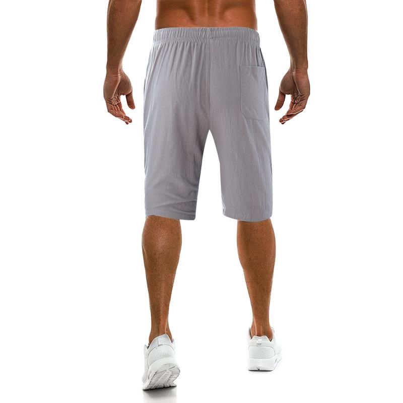 Pantalones Cortos Hasta La Rodilla De Color Sólido De Moda De Verano Para Hombres