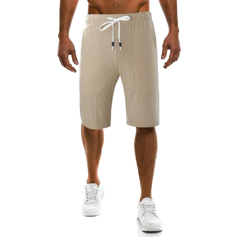 Pantalones Cortos Hasta La Rodilla De Color Sólido De Moda De Verano Para Hombres